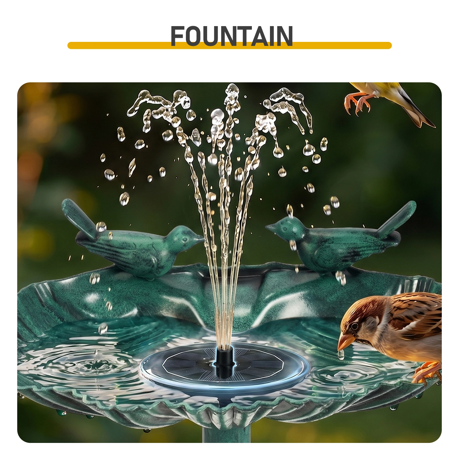 50*36*81cm Dark Green Resin Bird Bath With Shell Edge & 1.4W Solar Fountain view 8