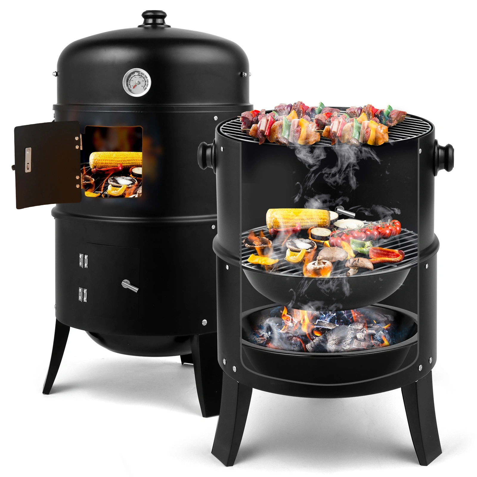 80*41*48cm Iron Spray Smoker Carbon Grill Black view 11