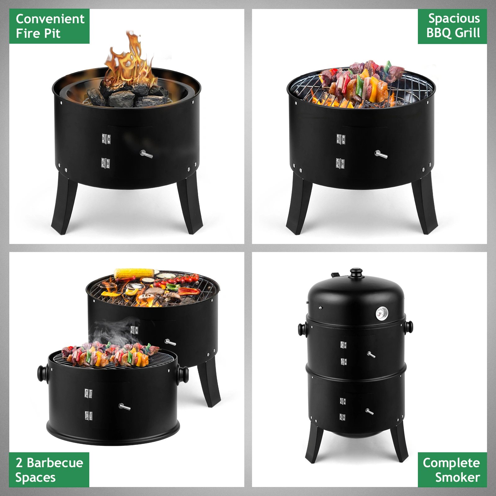 80*41*48cm Iron Spray Smoker Carbon Grill Black view 21