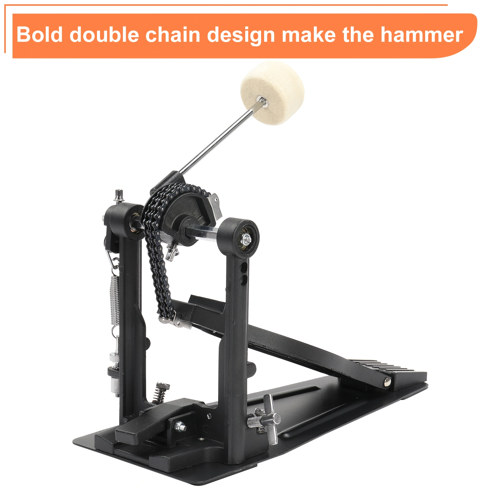 Wool Felt Hammer Double Drum Pedal Professional Double Bass Drum Pedal Black view 12