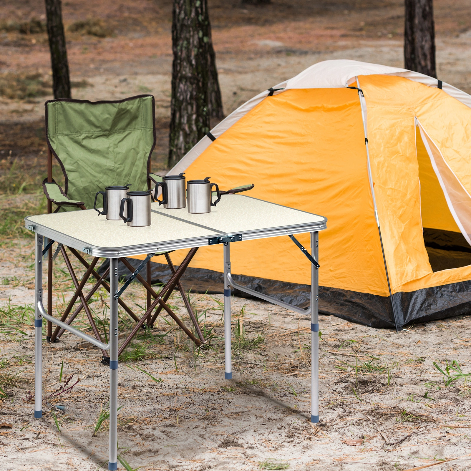 White Aluminum Alloy Folding Table 90x60x70cm Home Use Foldable Table Outdoor Camping Party Table view 18