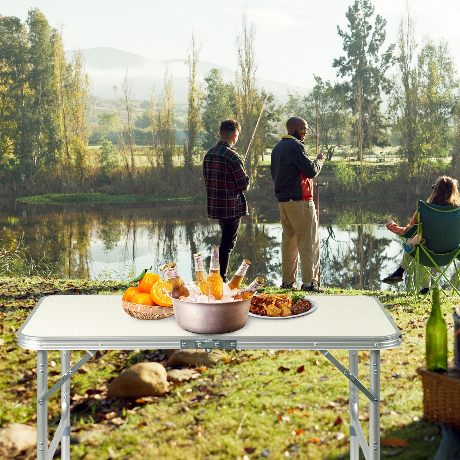 White Aluminum Alloy Folding Table 90x60x70cm Home Use Foldable Table Outdoor Camping Party Table view 27