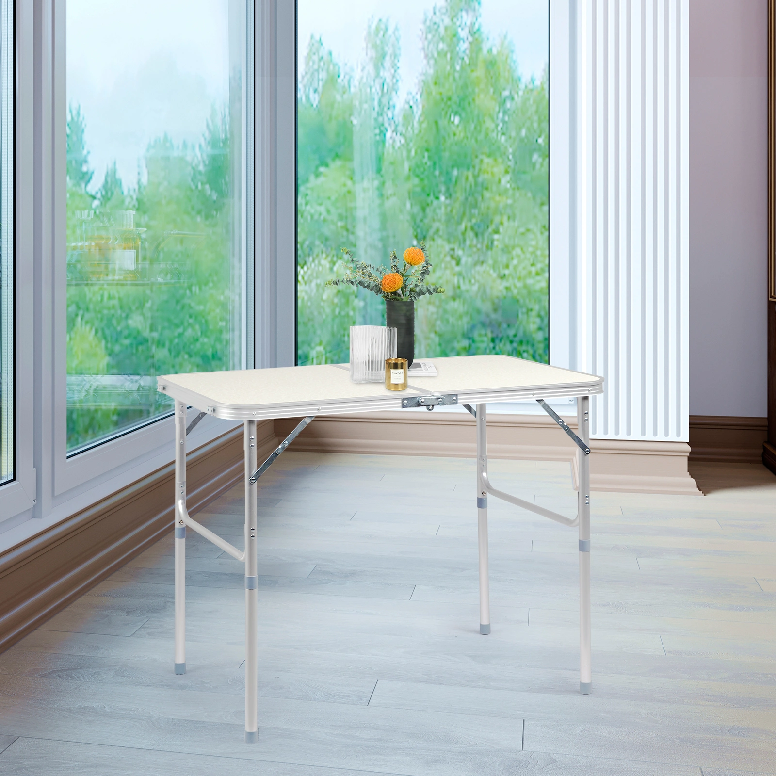 White Aluminum Alloy Folding Table 90x60x70cm Home Use Foldable Table Outdoor Camping Party Table view 29