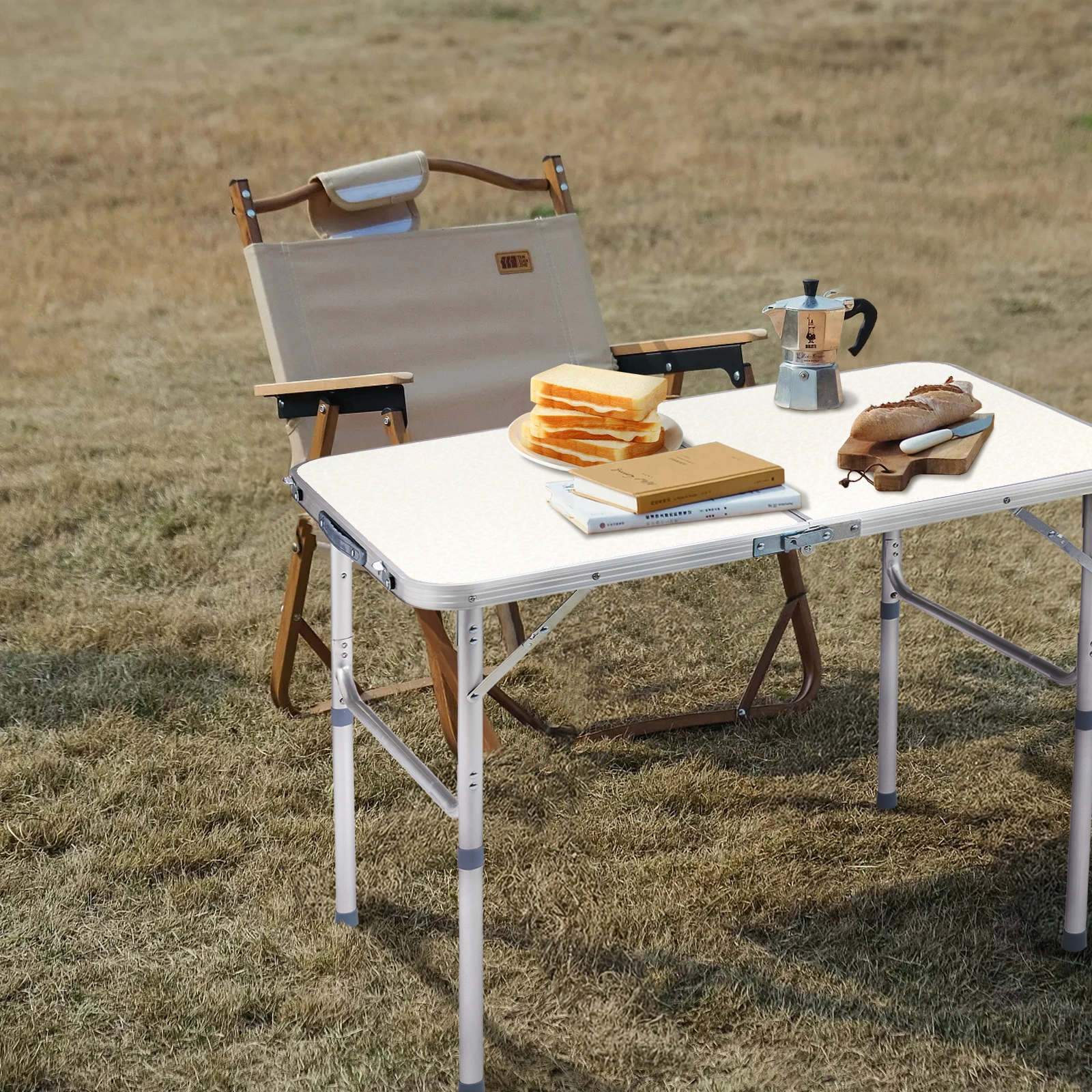 White Aluminum Alloy Folding Table 90x60x70cm Home Use Foldable Table Outdoor Camping Party Table view 4