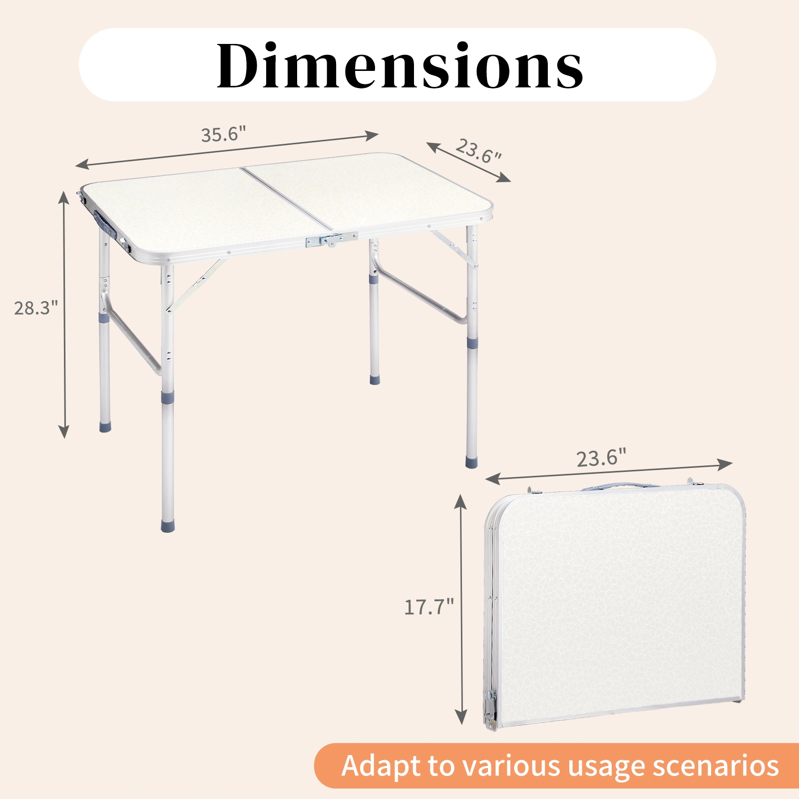 White Aluminum Alloy Folding Table 90x60x70cm Home Use Foldable Table Outdoor Camping Party Table view 5