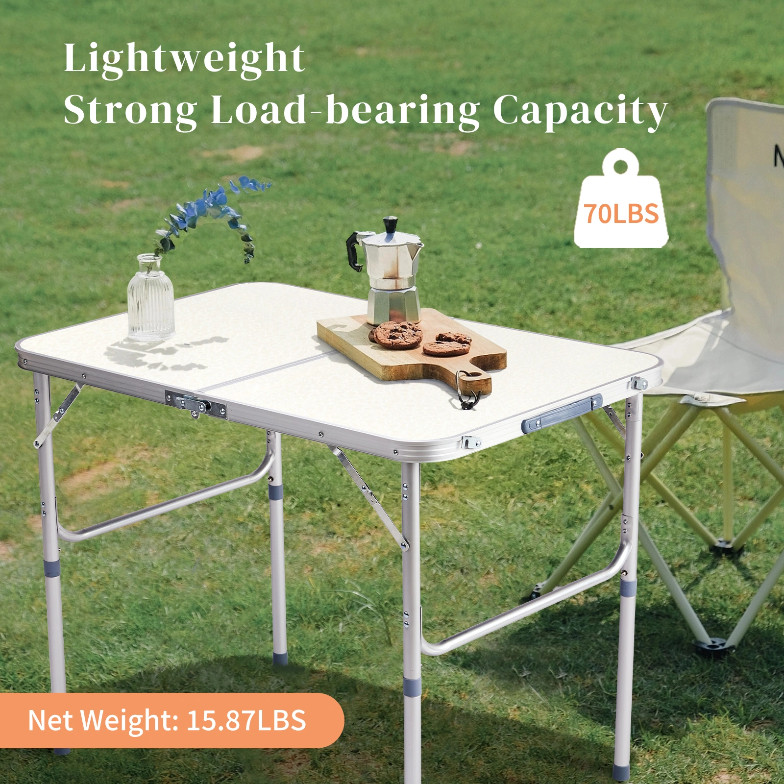 White Aluminum Alloy Folding Table 90x60x70cm Home Use Foldable Table Outdoor Camping Party Table view 7