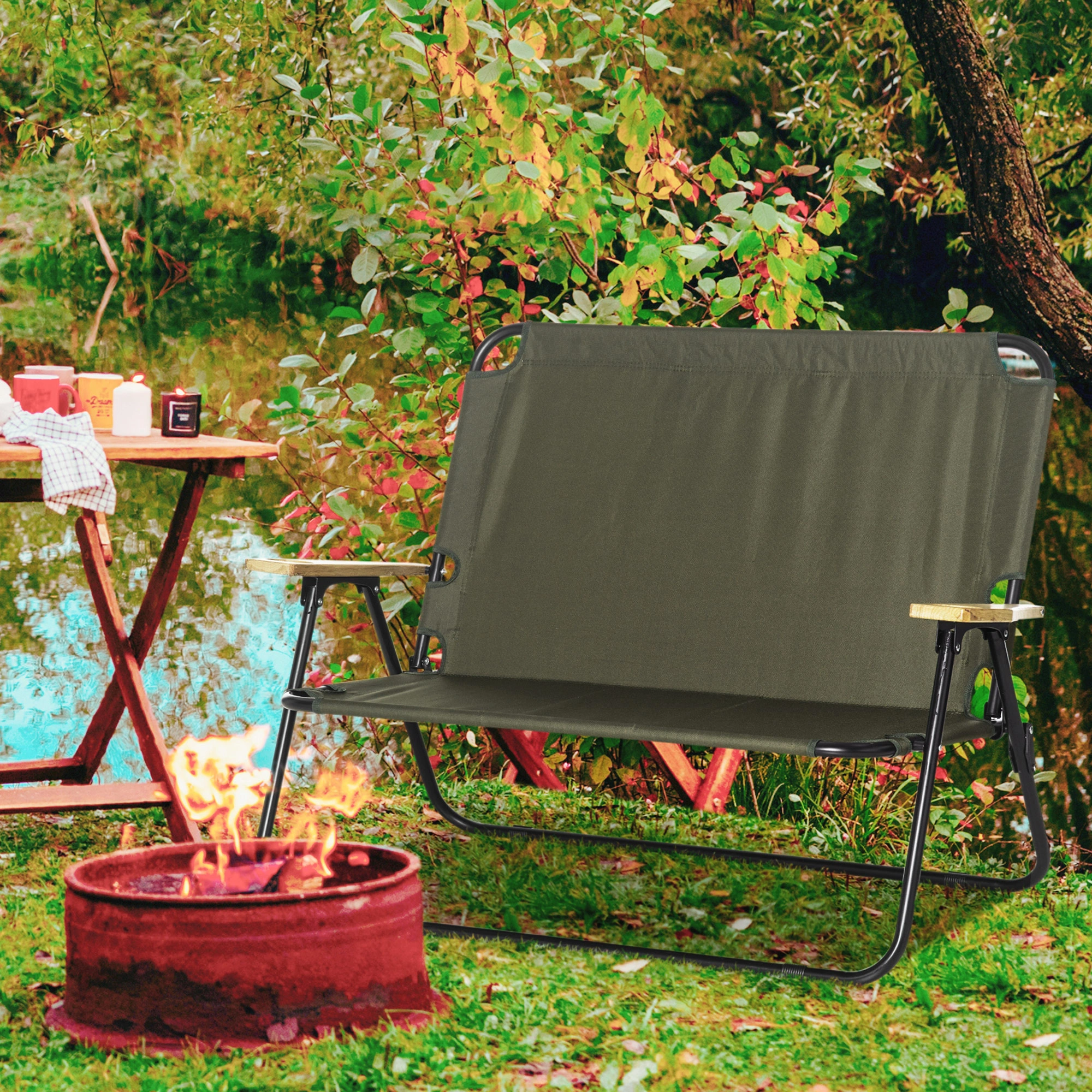 Double Folding Chair Portable Lightweight Collapsible Seat with Carry Case for Outdoor Events & Travel view 2