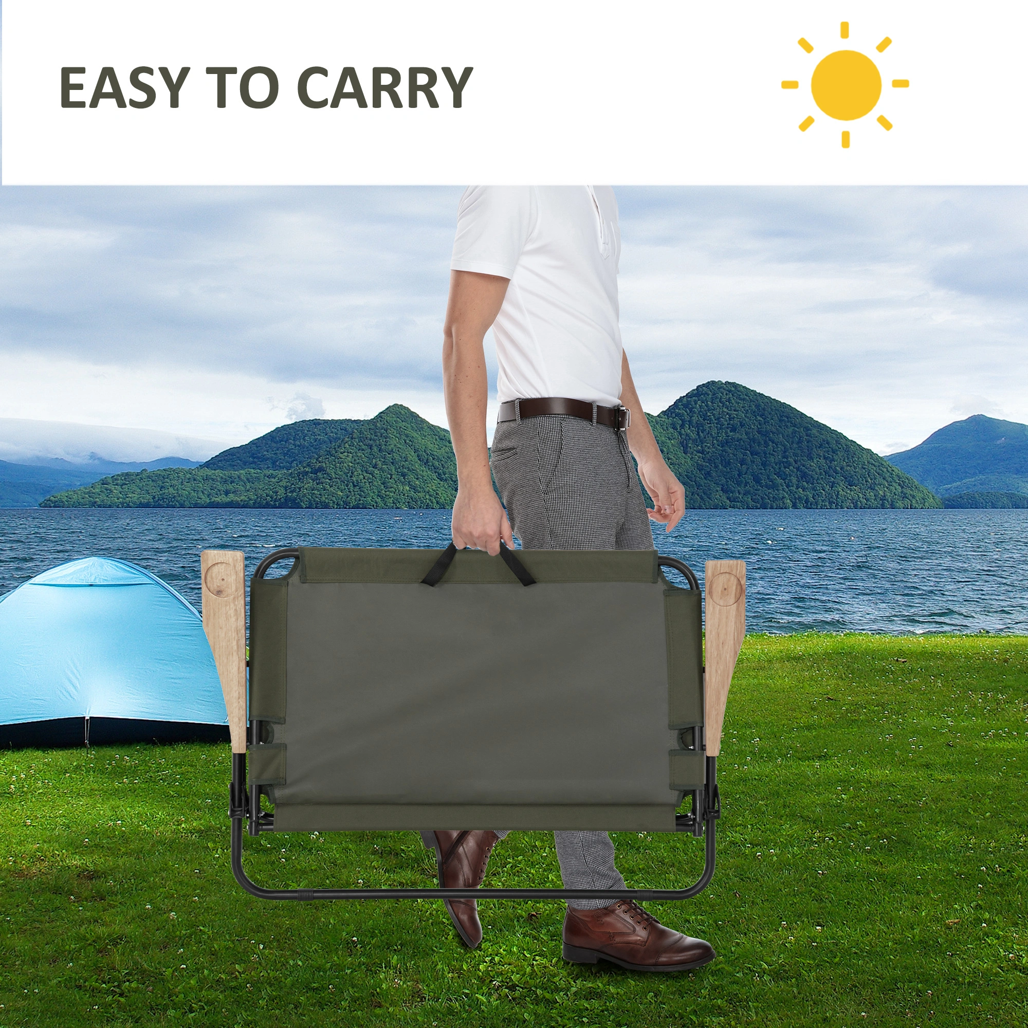 Double Folding Chair Portable Lightweight Collapsible Seat with Carry Case for Outdoor Events & Travel view 3