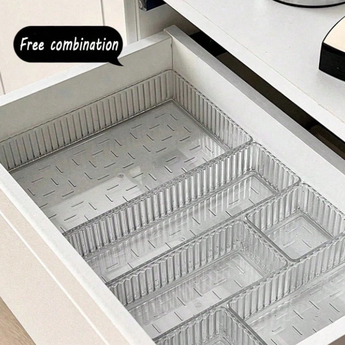 11 Piece Clear Drawer Organizer Set, Plastic Makeup Trays & Desk Drawer Dividers view 3