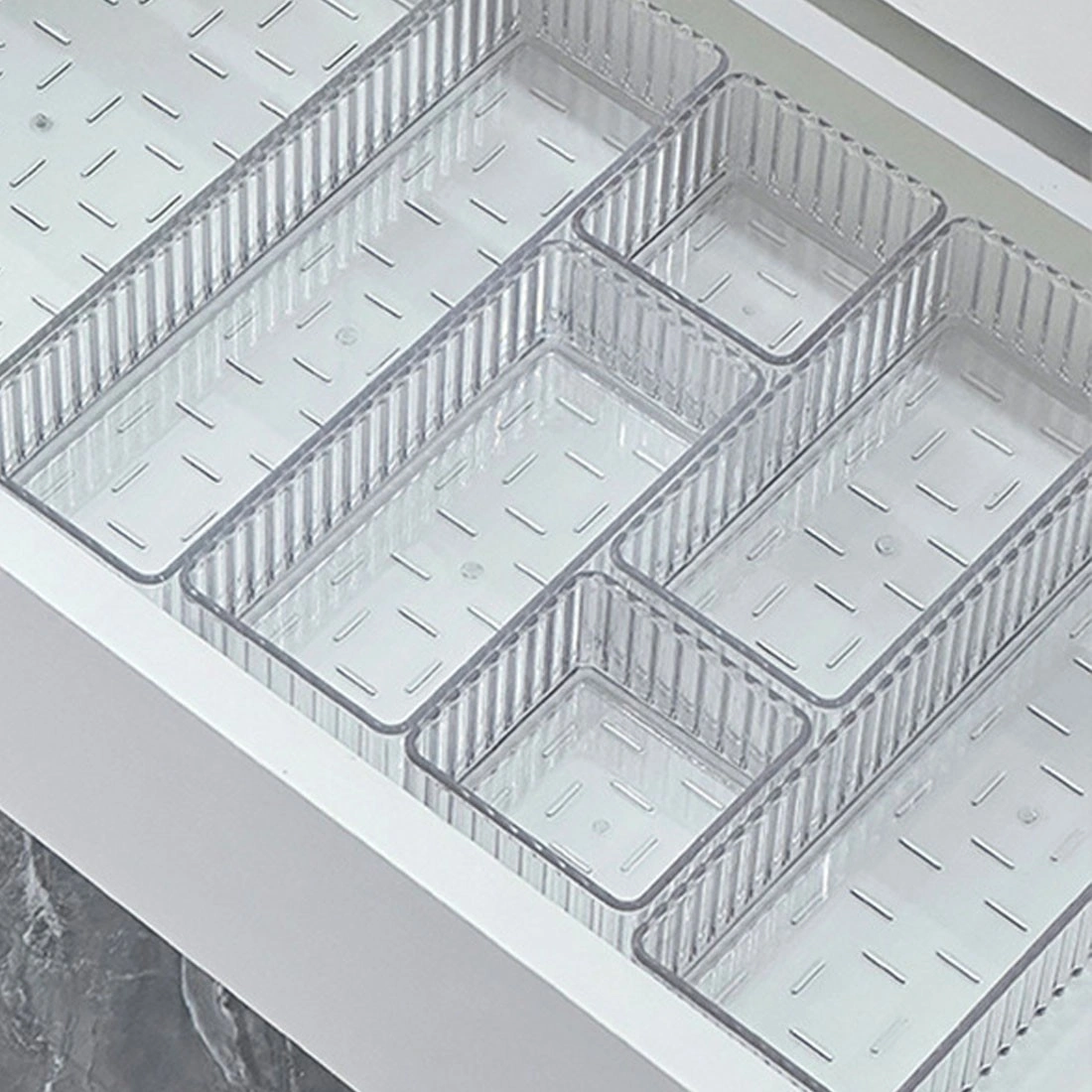 11 Piece Clear Drawer Organizer Set, Plastic Makeup Trays & Desk Drawer Dividers view 5