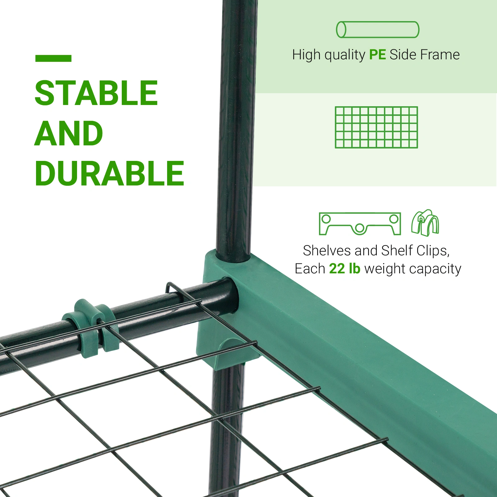69x49x160cm Black Iron Pipe Pointed Mini Flower Stand With 4 Layers Of Grid, With Zipper Rolling Door, PE Cloth Green House view 14