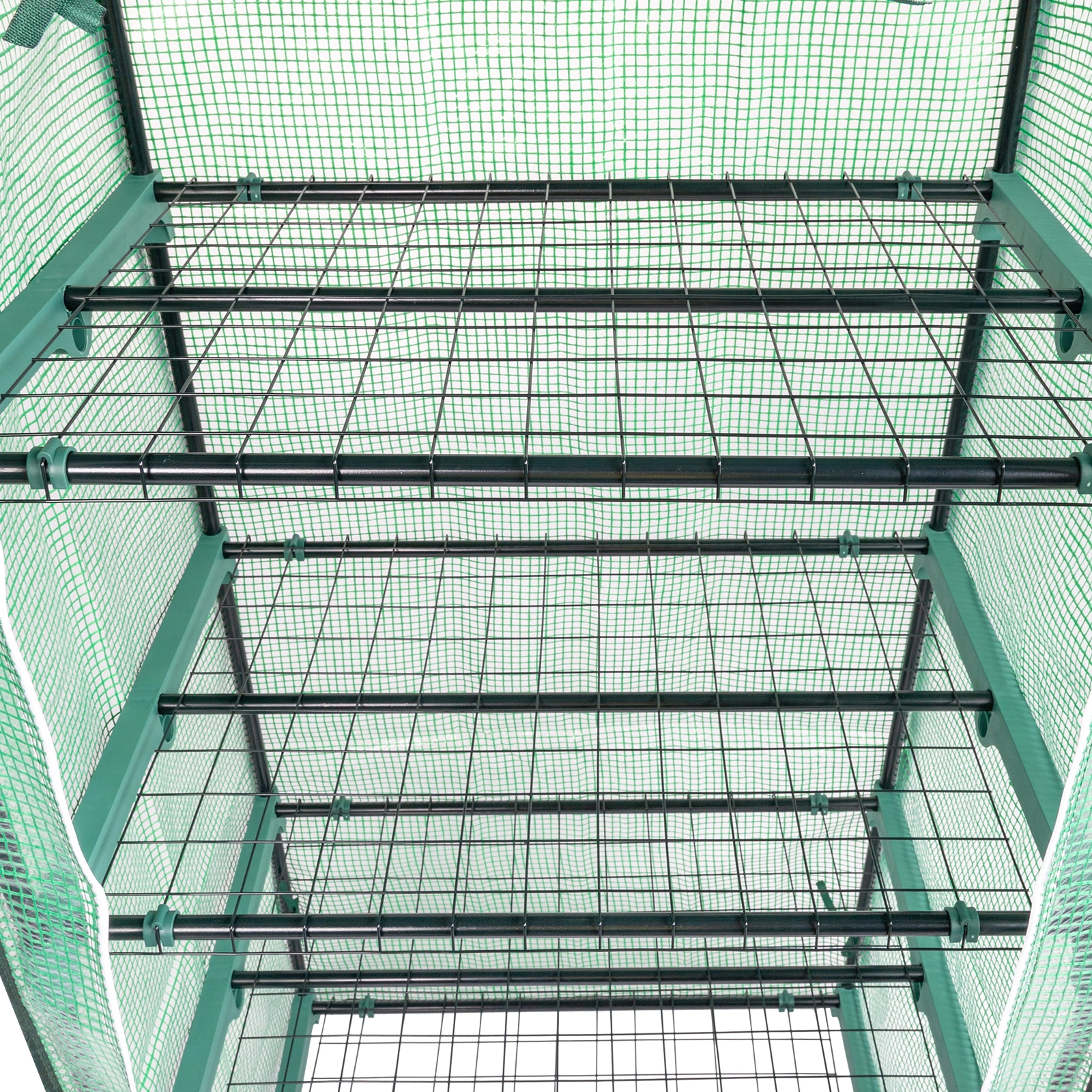 69x49x160cm Black Iron Pipe Pointed Mini Flower Stand With 4 Layers Of Grid, With Zipper Rolling Door, PE Cloth Green House view 26