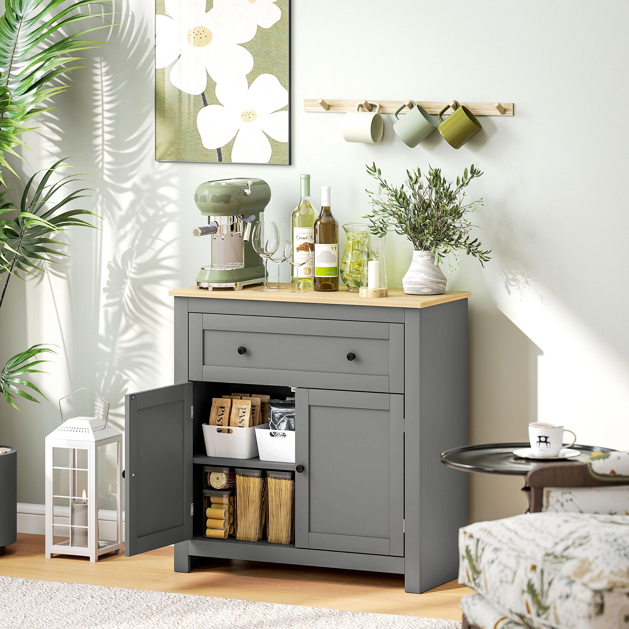 Kitchen Sideboard Storage Cabinet Buffet, Modern Cupboard with Shelves for Dining Room, Living Room, Hallway