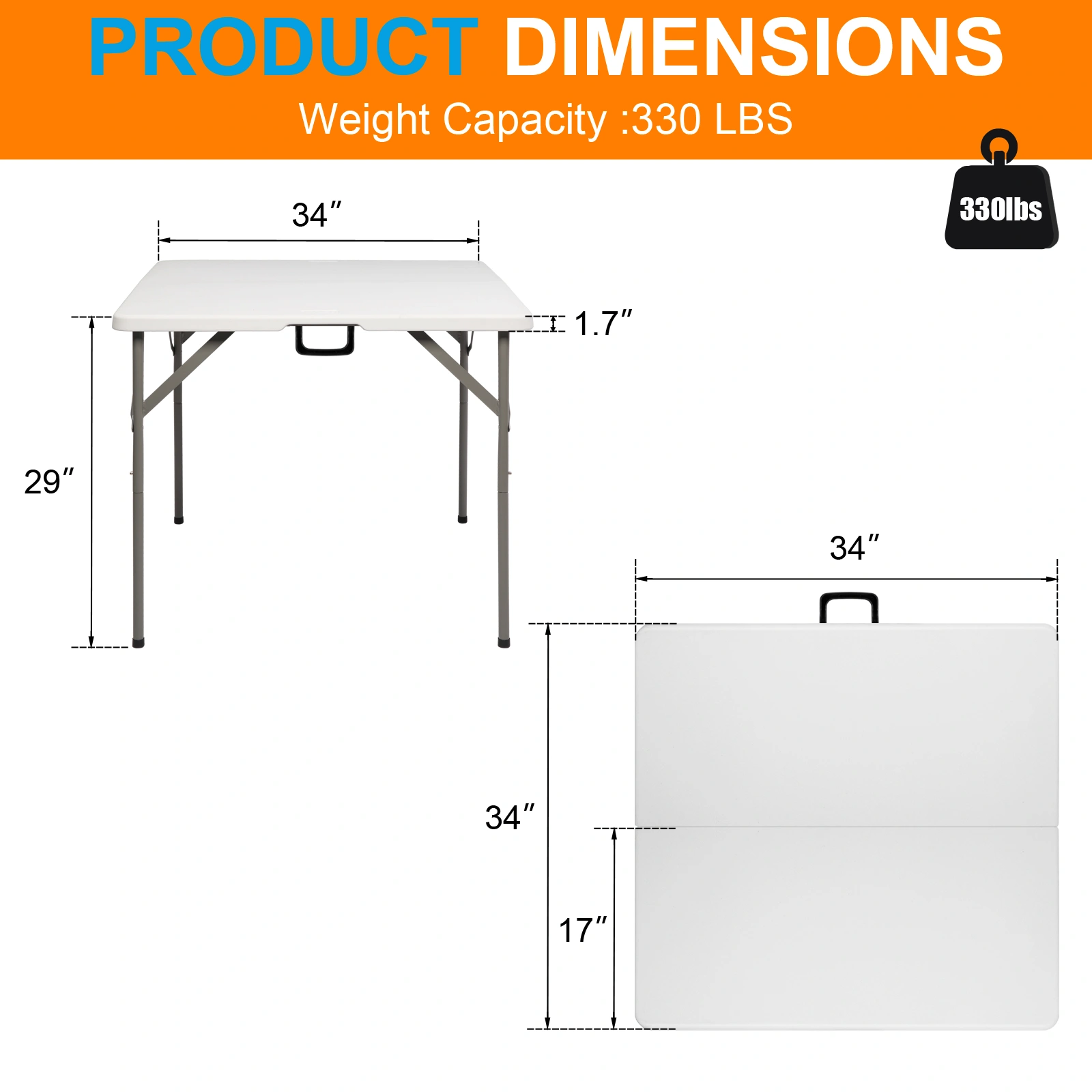 34" Blow Molding Foldable Square Table view 12