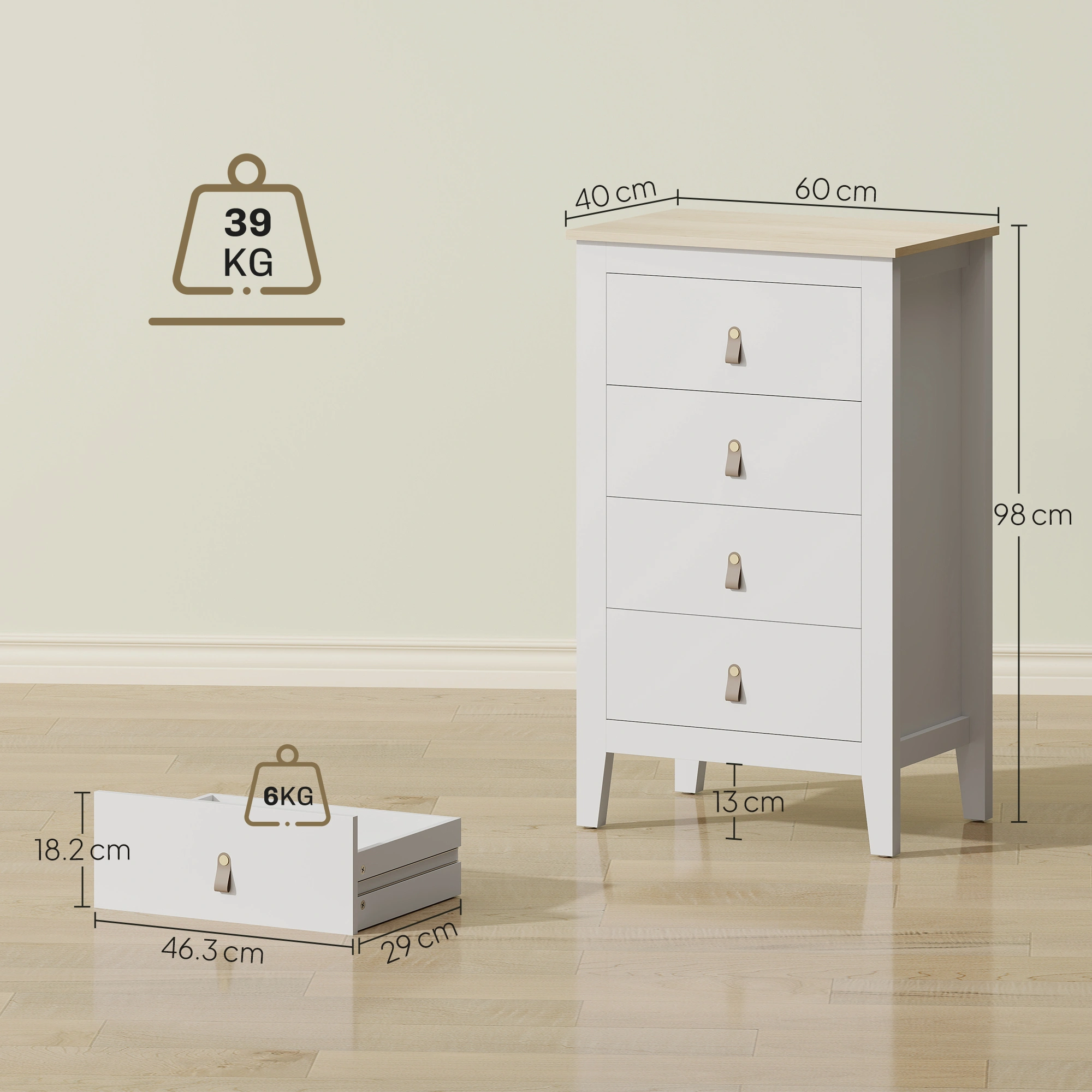 Bedside Tables, Nightstand with Storage Drawer, Modern Bedside Cabinet, Compact Bedroom End Table, Easy Assembly view 3