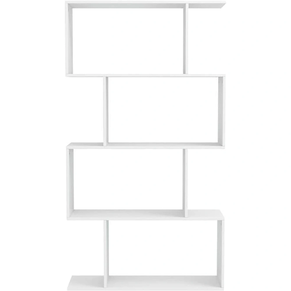Modern 4-Tier Bookcase, S-Shaped Z-Style Wooden Bookshelf, Multifunctional Storage Display Shelf for Living Room, Home Office, Bedroom view 2
