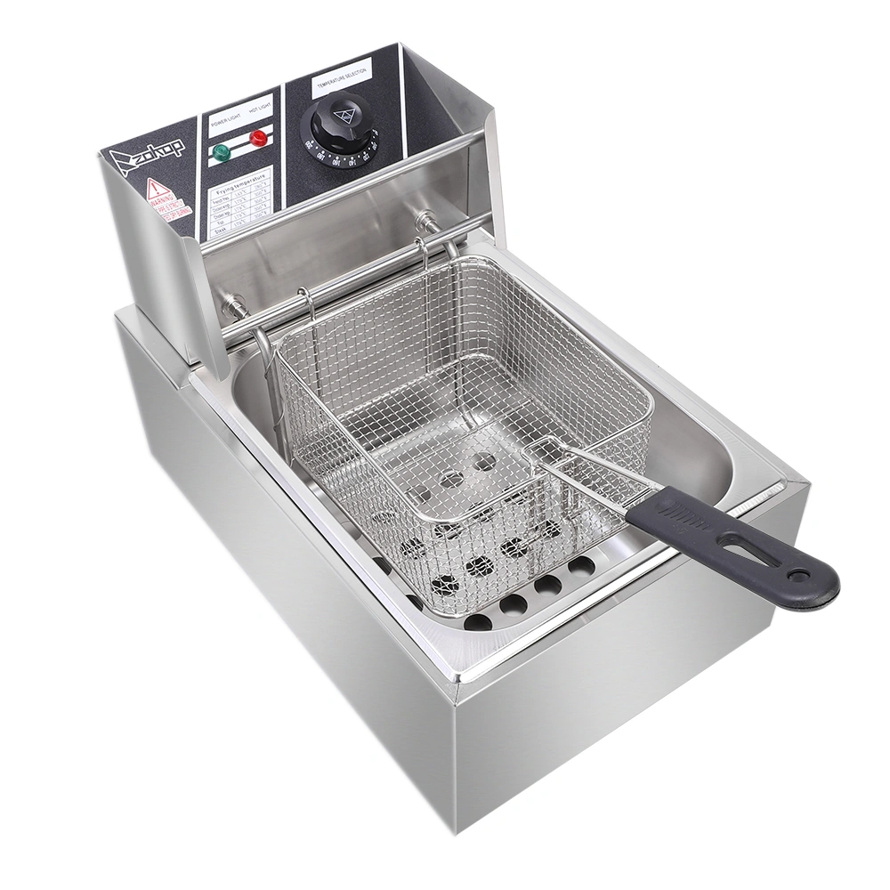 ZOKOP EH81 2500W Electric Deep Fryer 6.3QT 6L Stainless Steel Single Tank 220-240V UK Plug view 3