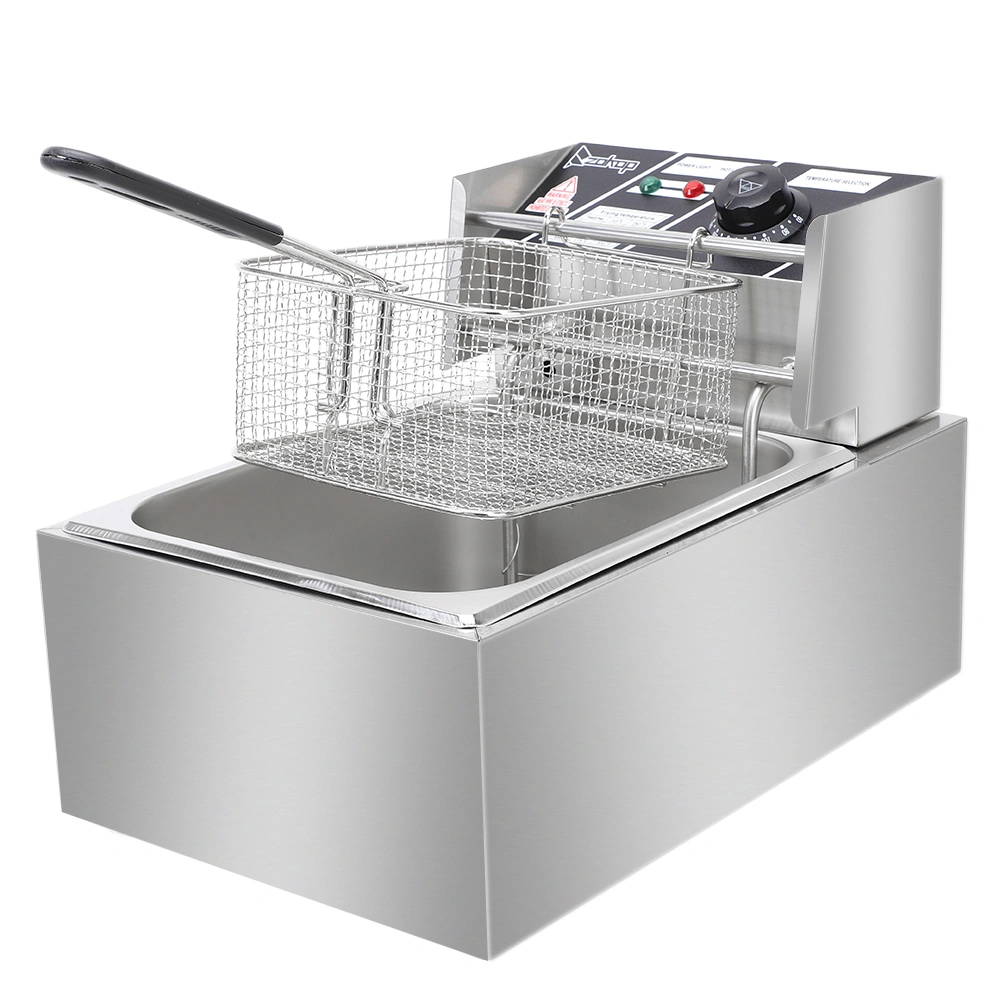ZOKOP EH81 2500W Electric Deep Fryer 6.3QT 6L Stainless Steel Single Tank 220-240V UK Plug view 4