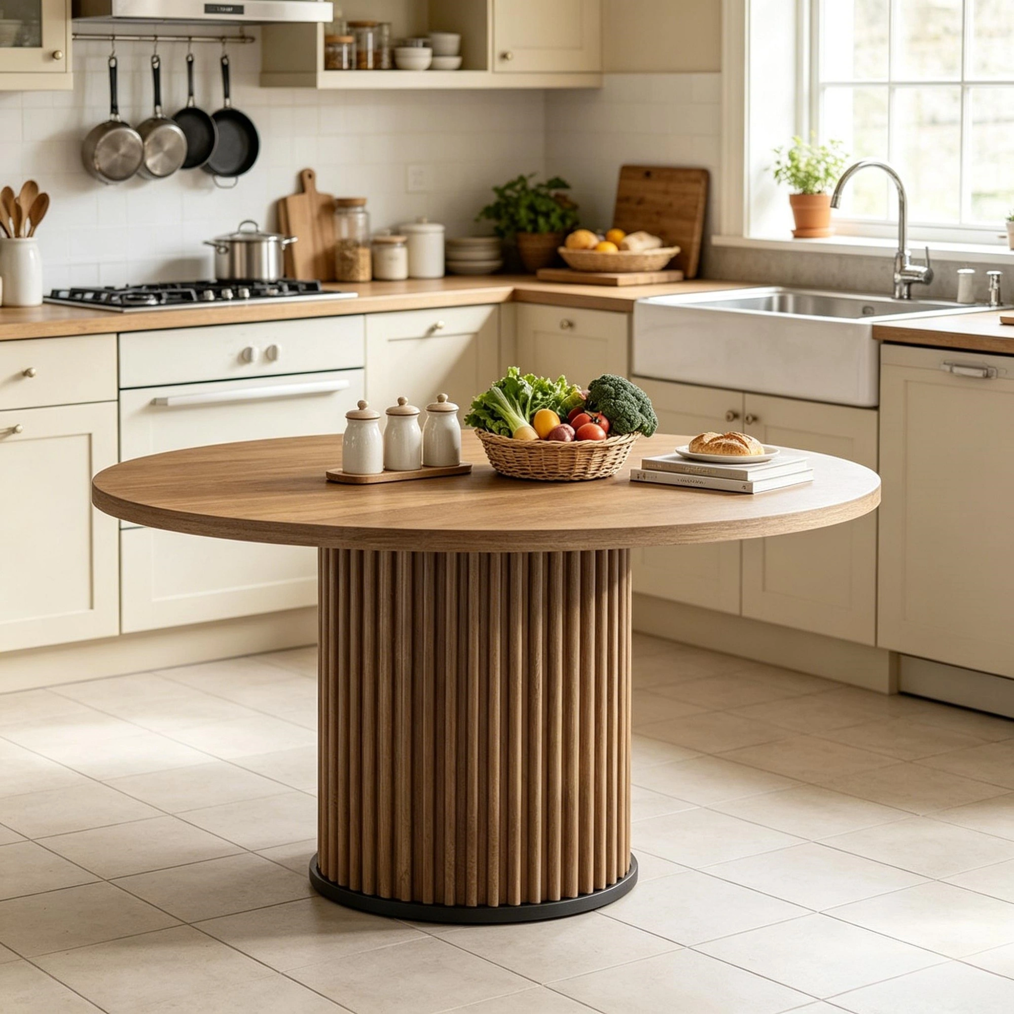 Modern Dining Table for 4-6 People, Rectangular Kitchen Table with Solid Wood Legs, Easy Assembly, Walnut Finish view 4