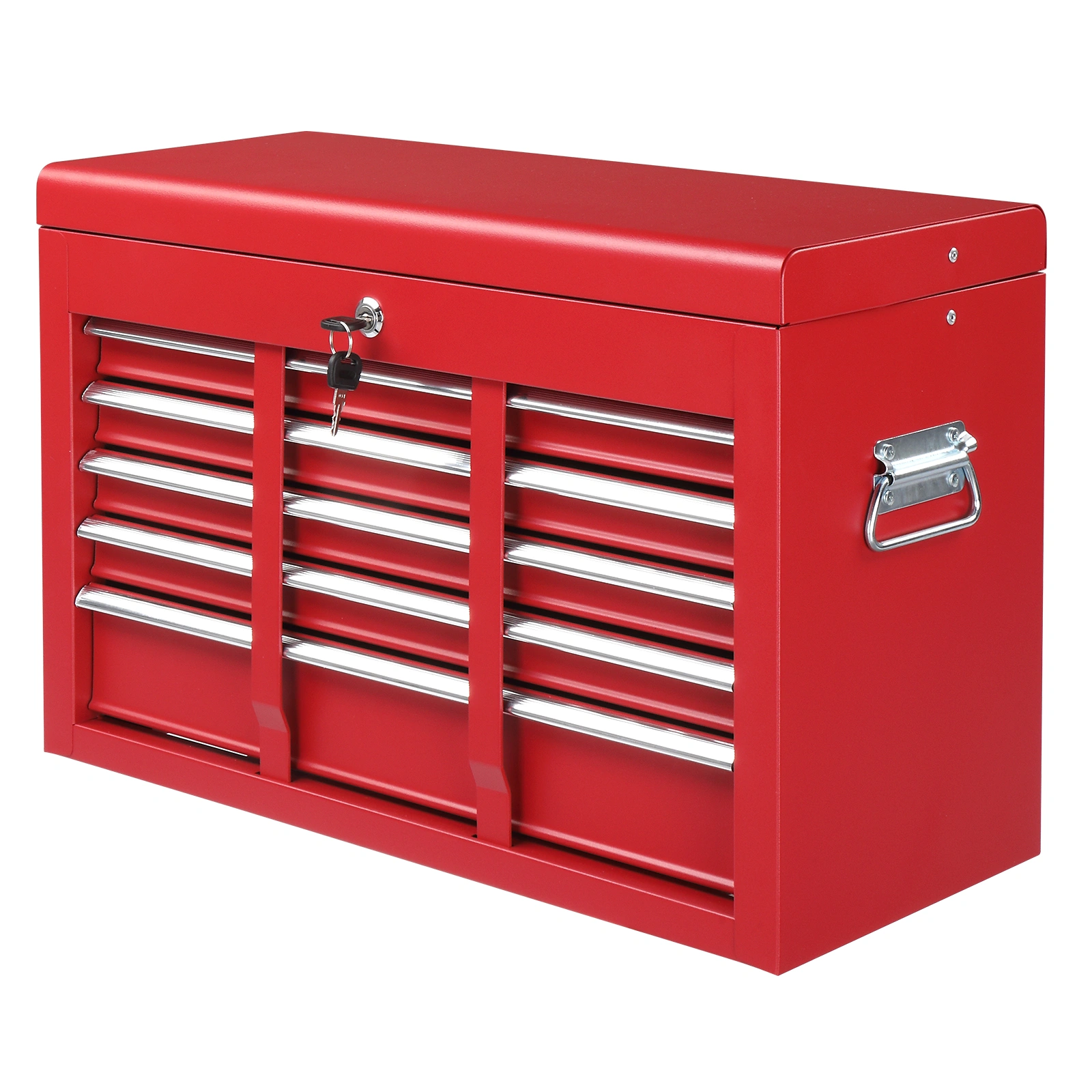 Steel maintenance tool cart cabinet 5 drawers with lock 330lb red view 4