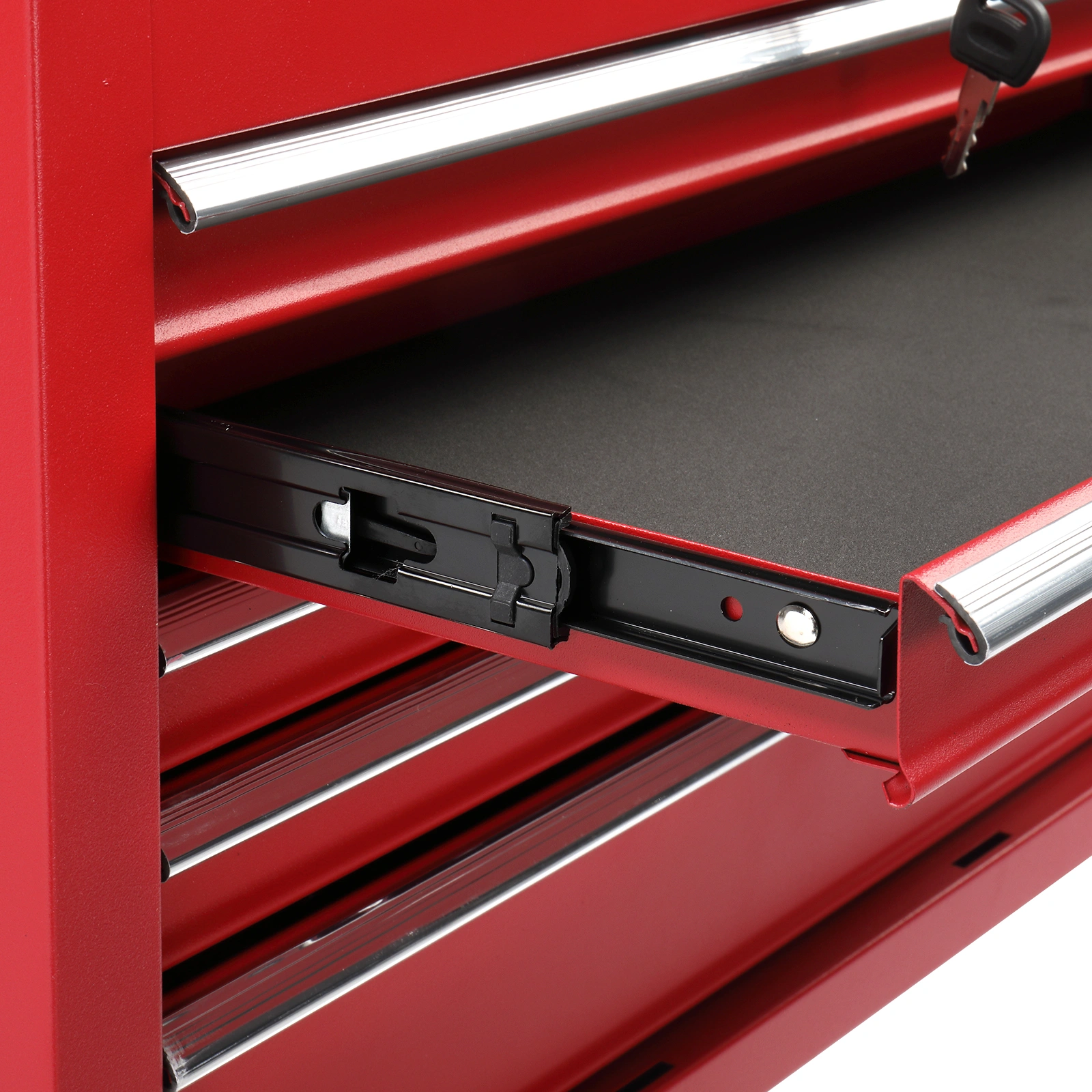 Steel maintenance tool cart cabinet 5 drawers with lock 330lb red view 8