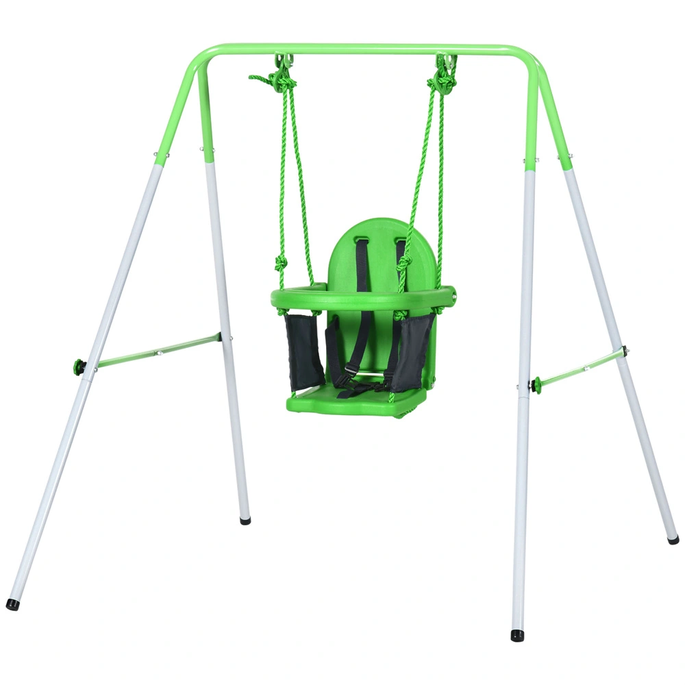 Kids Toddler Swing Set with Safe Enclosure, Outdoor Playground Activity Center for Toddlers 6-36 Months, Rainbow