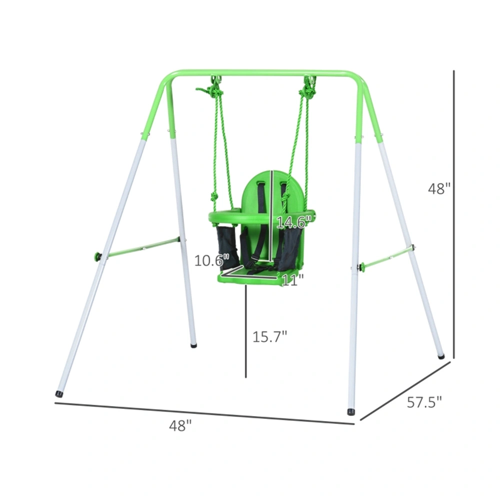 Kids Toddler Swing Set with Safe Enclosure, Outdoor Playground Activity Center for Toddlers 6-36 Months, Rainbow view 3