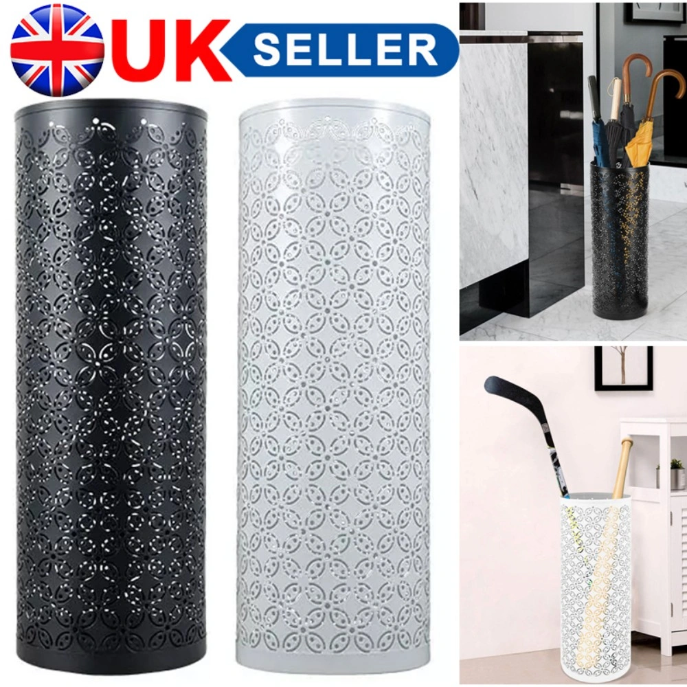 Umbrella Stand Holder Metal Floor Storage Rack Walking Stick Drip Tray - Black view 2