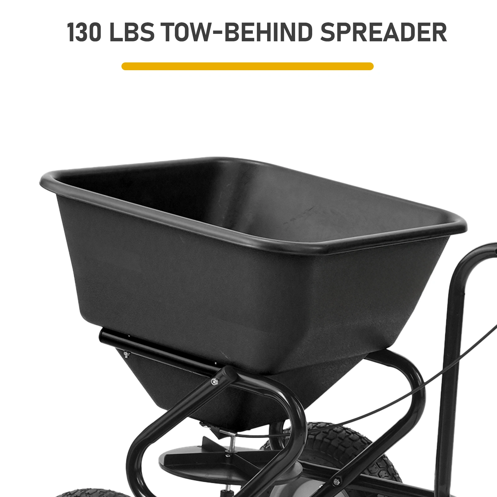 Tow Behind Broadcast Spreader, 110LBS Capacity, Tow/Push Garden Spreader with 10 Adjustable Setting, Lawn Spreaders for Seed, Fertilizer, Salt, Ice Melt view 8