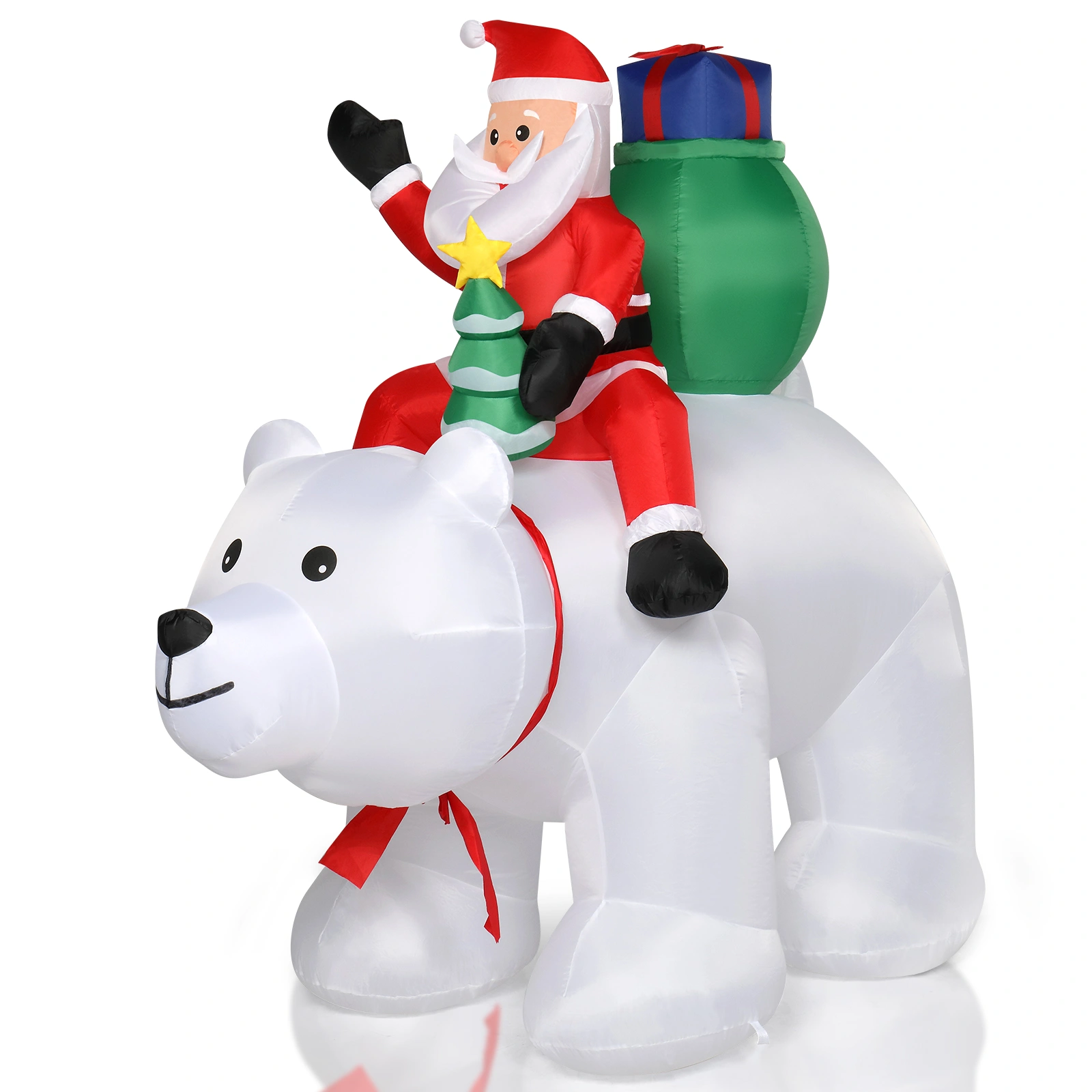 6ft LED Christmas Light String, 15W 7PCS Santa Claus Riding Polar Bear Garden Outdoor Decoration for Holiday Yard Display