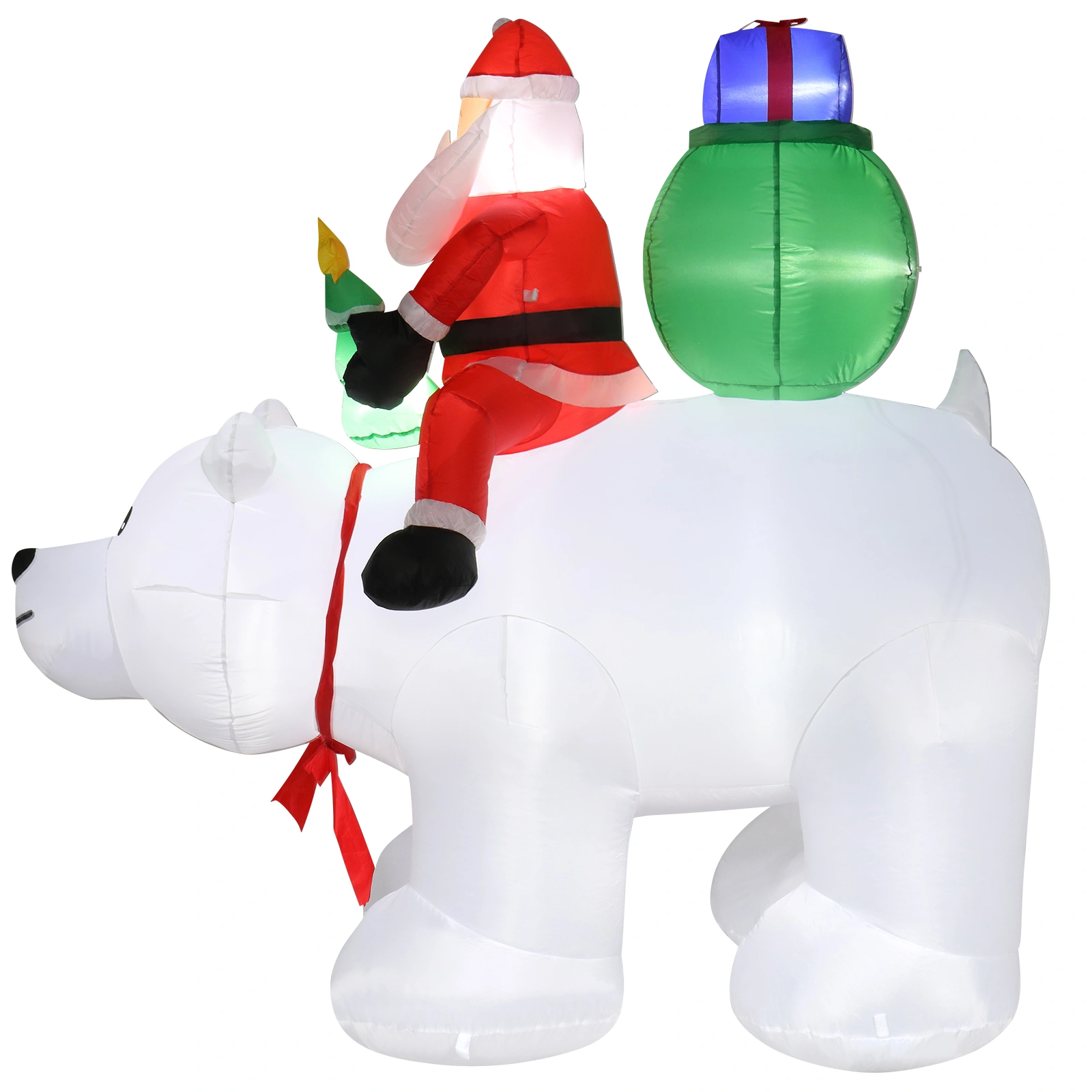 6ft LED Christmas Light String, 15W 7PCS Santa Claus Riding Polar Bear Garden Outdoor Decoration for Holiday Yard Display view 19
