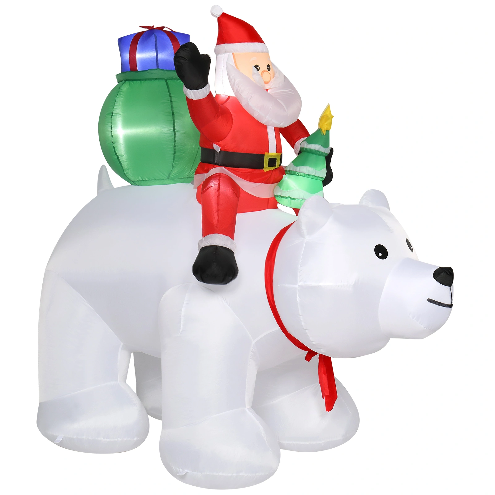 6ft LED Christmas Light String, 15W 7PCS Santa Claus Riding Polar Bear Garden Outdoor Decoration for Holiday Yard Display view 3
