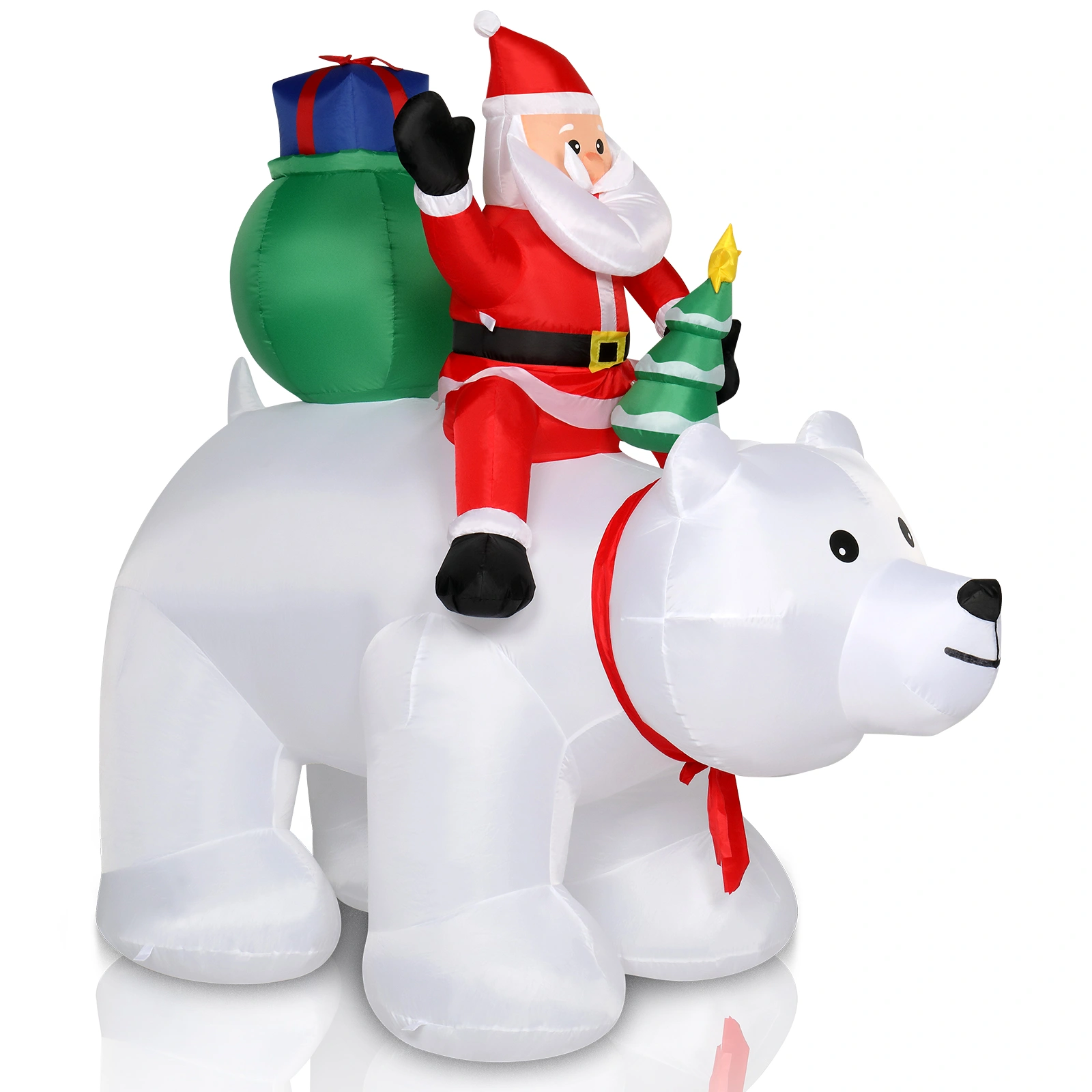 6ft LED Christmas Light String, 15W 7PCS Santa Claus Riding Polar Bear Garden Outdoor Decoration for Holiday Yard Display view 5