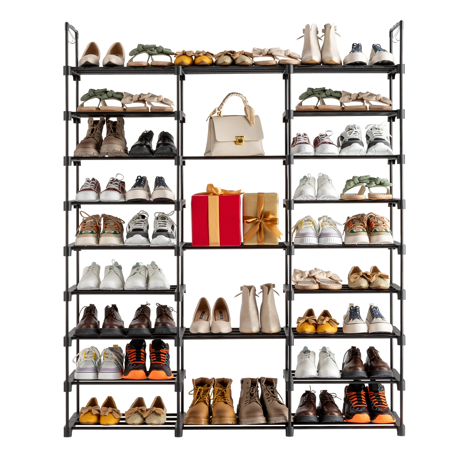 9 Tier Shoe Rack Organizer, Stackable Shoe Cabinet with Shelf, Entryway Storage Holds 50-55 Pairs view 4