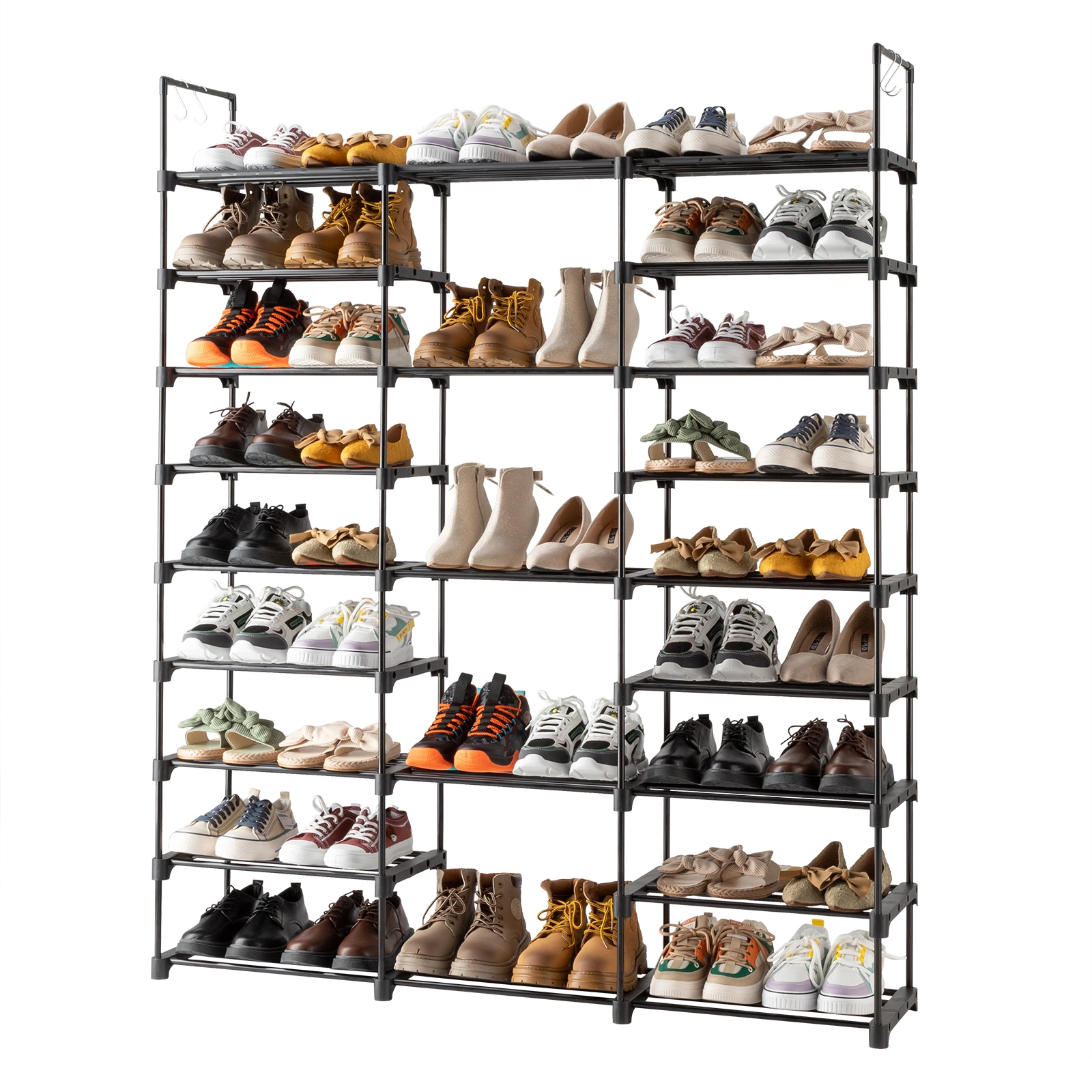 9 Tier Shoe Rack Organizer, Stackable Shoe Cabinet with Shelf, Entryway Storage Holds 50-55 Pairs view 6