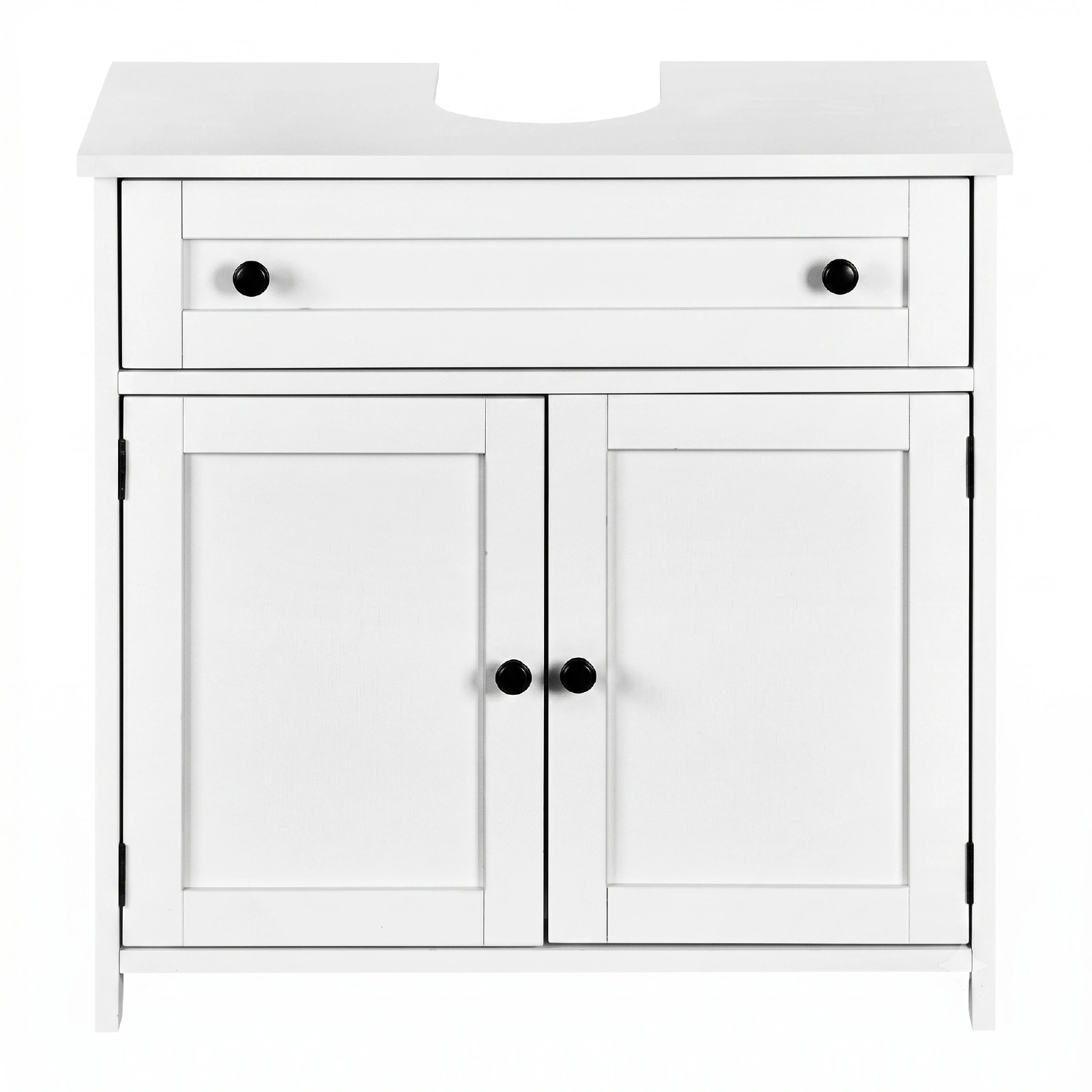 1-Drawer 2-Door Bathroom Vanity Bathroom Cabinet Washbasin Not Included 23.62*11.81*23.62in White view 2