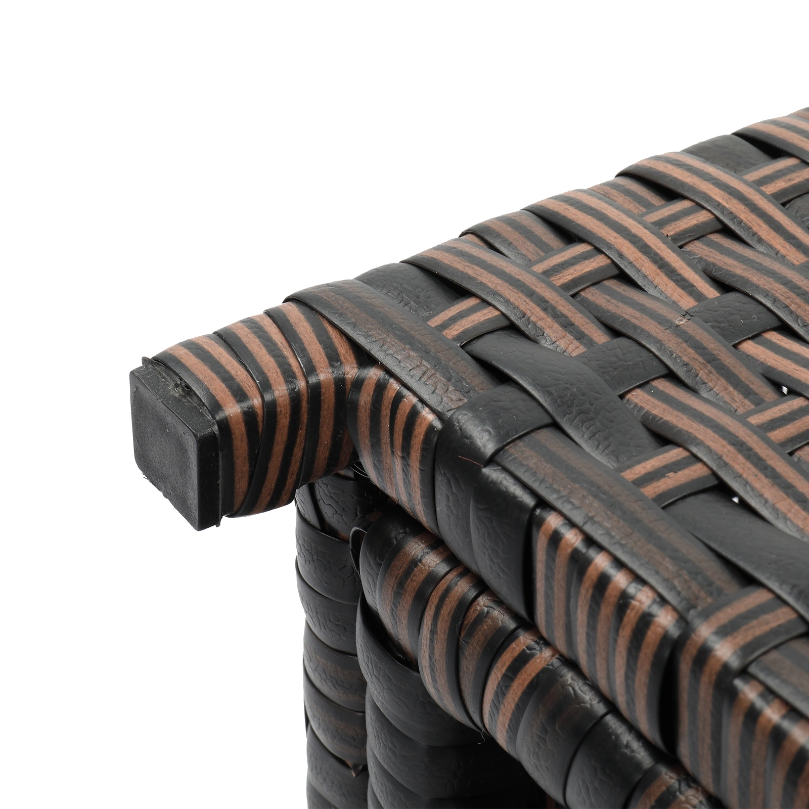 With Top Cover Iron Frame Rattan Trash Can Brown Gradient view 12