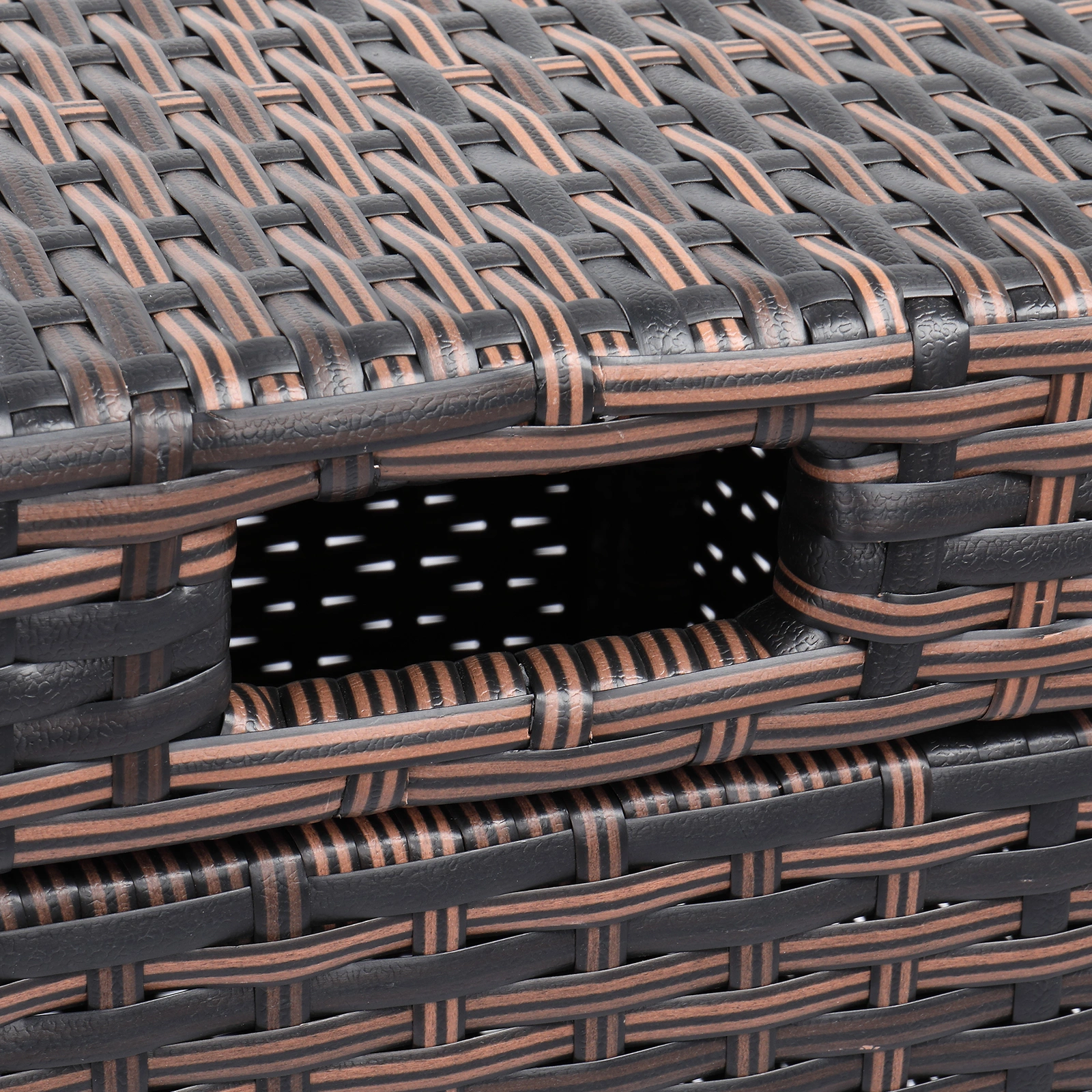With Top Cover Iron Frame Rattan Trash Can Brown Gradient view 4