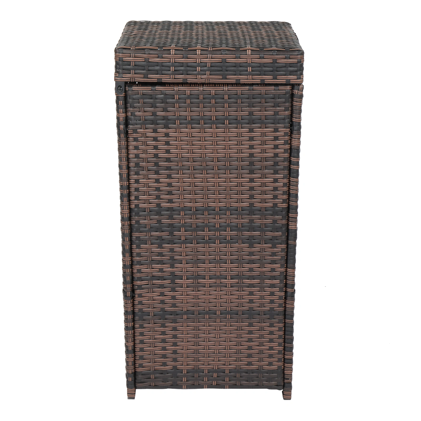 With Top Cover Iron Frame Rattan Trash Can Brown Gradient view 5