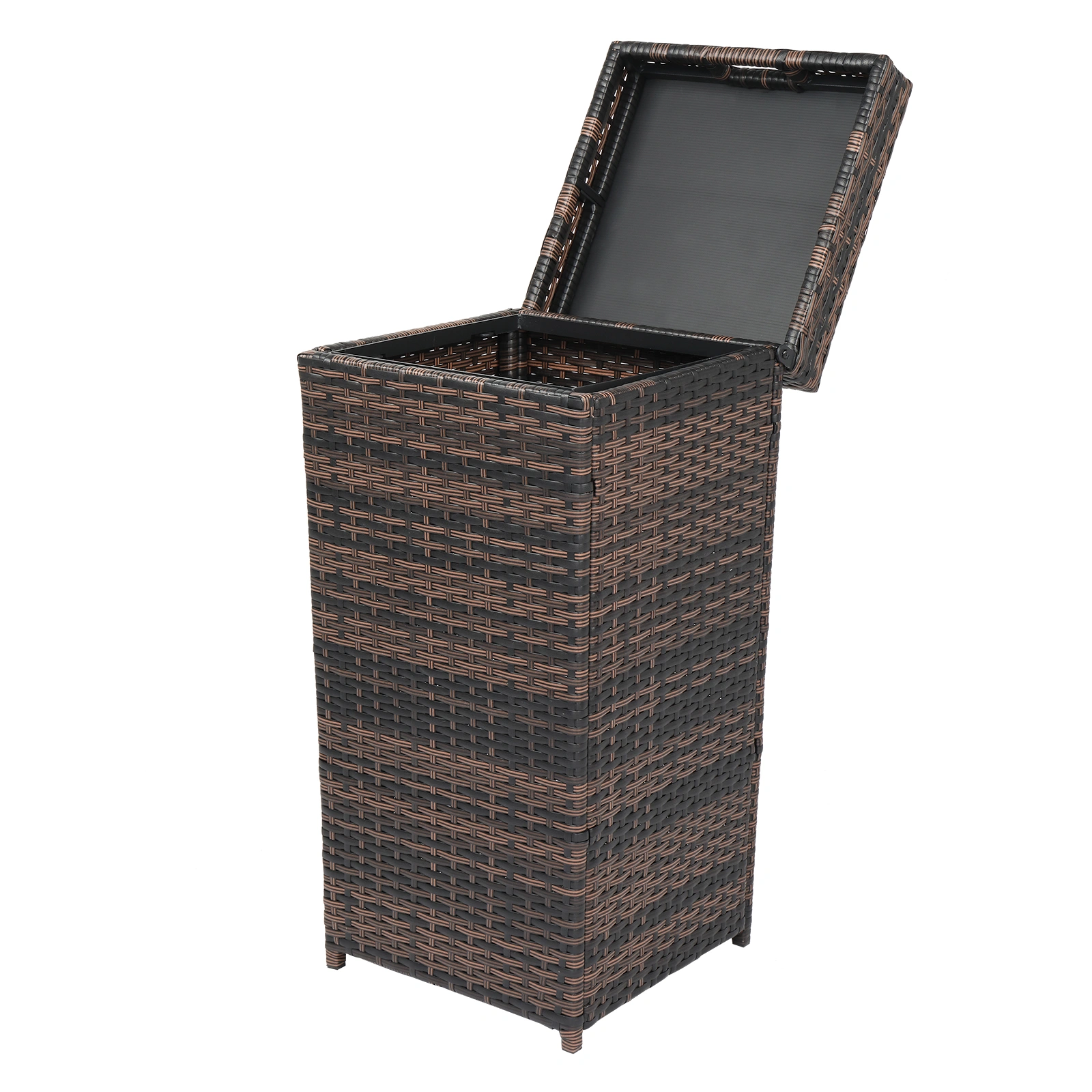 With Top Cover Iron Frame Rattan Trash Can Brown Gradient view 8
