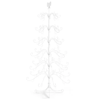 6ft White PVC Metal Artificial Christmas Tree with Bow Topper, No Extra Ornaments, Daily Decor Tree