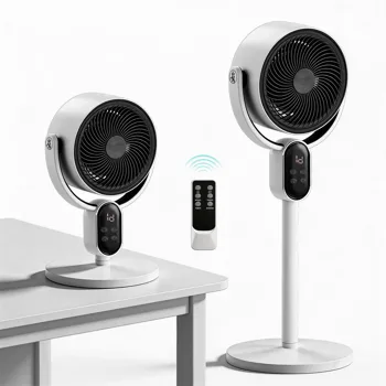 US Standard FKYT-L18XH5R Circulation Fan, 110V 40W, 2-in-1 Air Circulator Fan with Remote Control, ABS Housing, Copper-clad Aluminum Motor, Black & White, 3 Speed Levels, 12H Timer, Manual Vertical Adjustment, Automatic Horizontal Oscillation, LED Di