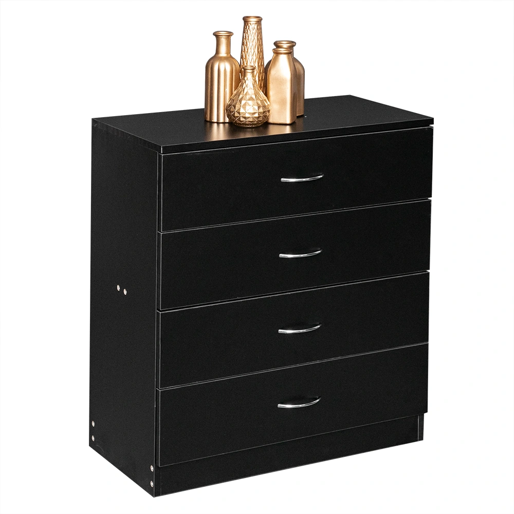 4-Drawer Particleboard Drawer Cabinet with Textured Melamine Finish 25.98*12.99*28.74in Black (=53287540) view 6