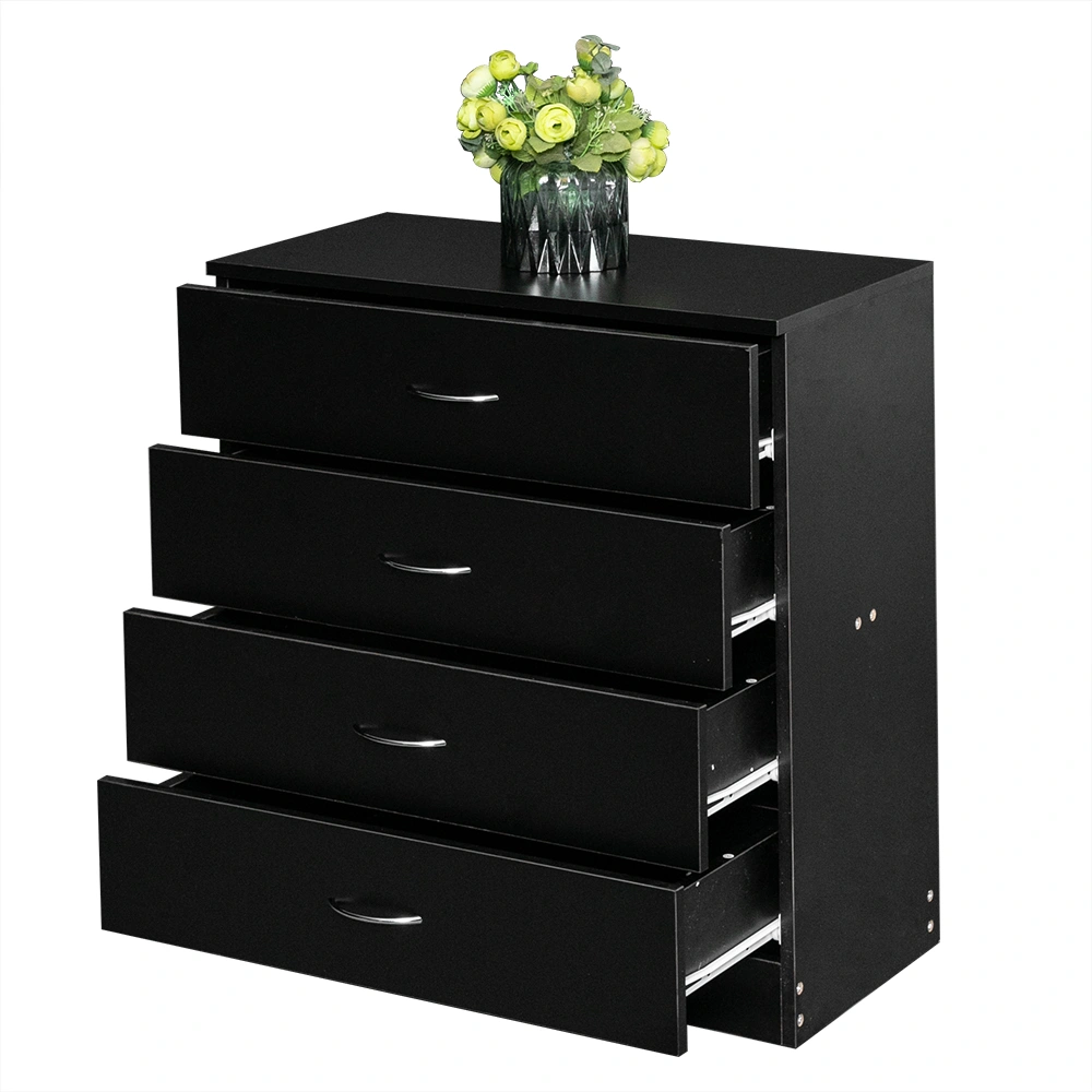 4-Drawer Particleboard Drawer Cabinet with Textured Melamine Finish 25.98*12.99*28.74in Black (=53287540) view 8