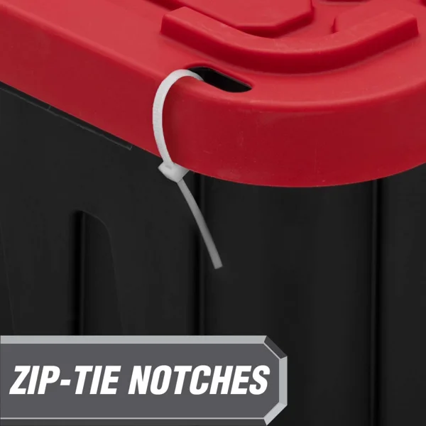 (6 pack)27 Gallon Large Storage Bin with Snap Lid, Black and Red, Heavy Duty Plastic Storage Container view 5
