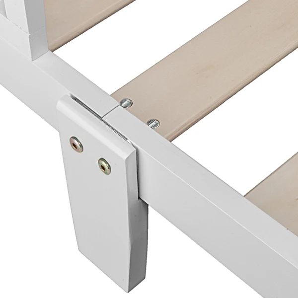 Wooden Baby Toddler Bed Children Bedroom Furniture with Safety Guardrails White view 6