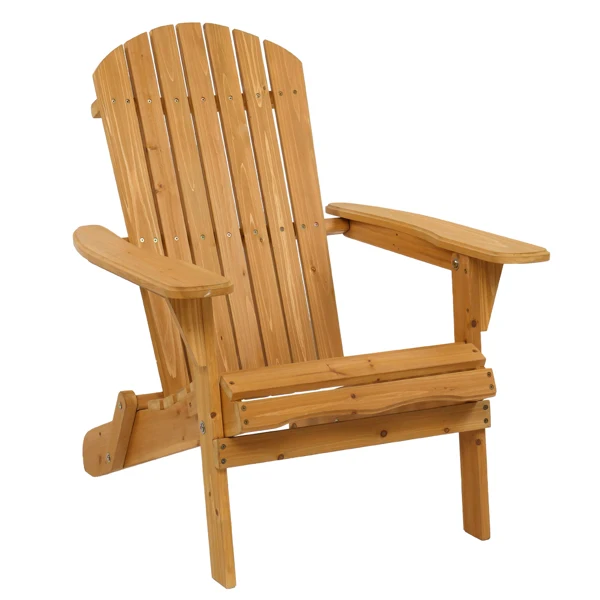 [Replace 54610110]Folding Wooden Adirondack Lounger Chair with Natural Finish view 5