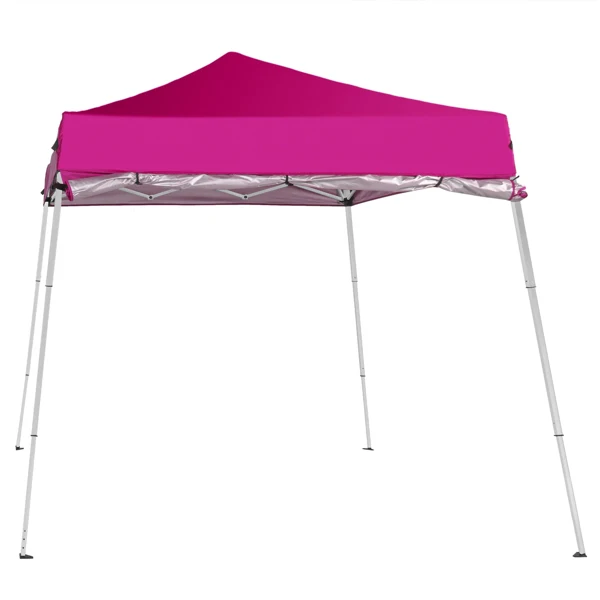 6x6ft Pop Up Canopy Tent, Outdoor Tent Canopy Foldable Portable Canopies for Camping, Patio, Easy Up Gazebo Canopy with Carry Bag Slant Legs,pink view 5