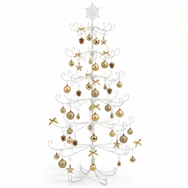 6ft White PVC Metal Artificial Christmas Tree with Snowflake Topper, No Extra Ornaments, Daily Decor Tree view 5