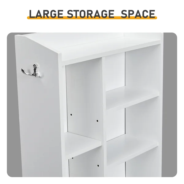 2 Drawers + 1 Shelf + 6-Shelf BedsideTable US Standard Power Supply (1 USB + 1 Type-C + 2 Triple-Prong) Storage Locker P2-12MM Particleboard Laminated Storage Cabinet 17.32*13.78*50in White view 6